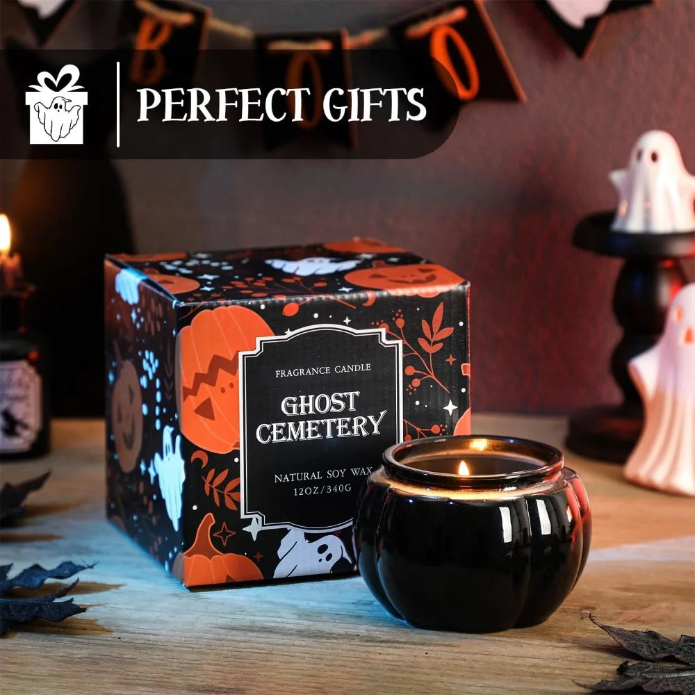 Premium Halloween Vanilla Pumpkin Candle - 12oz Soy Wax